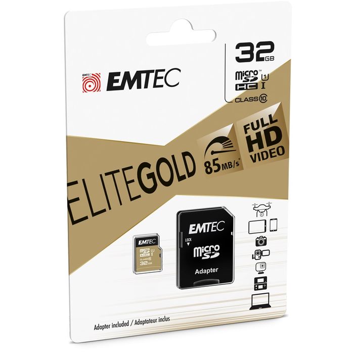 3126170112941-Emtec Elite Gold - carte mémoire 32 Go - Class 10 - micro SDHC--1