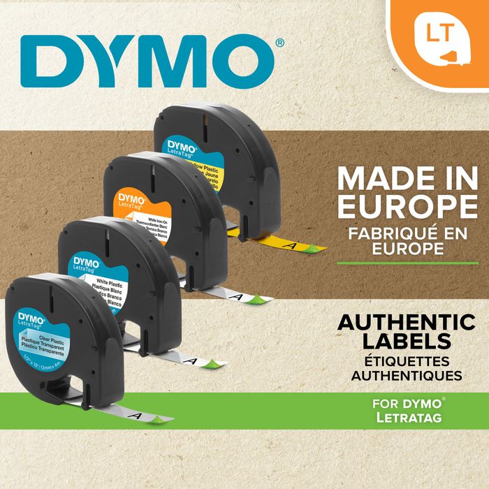 5411313122672-Dymo LetraTAG - Ruban d'étiquettes plastique auto-adhésives - 1 rouleau (12 mm x 4 m) - fond transparen--2