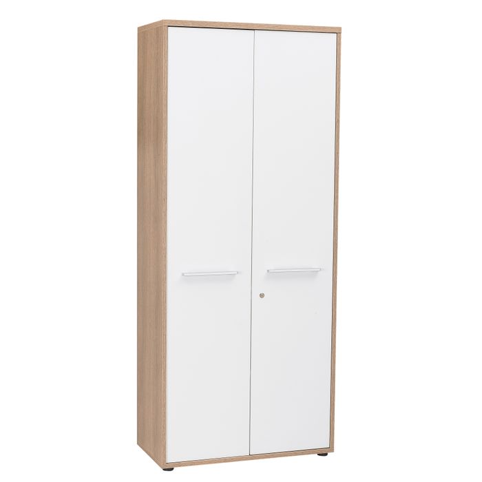 3483600460523-Armoire haute ARPE - L80 x H190 x P41 - 2 portes - Chêne et blanc--0