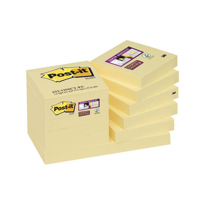 0051141380827-Post-it - 12 Blocs notes Super Sticky - jaune - 47,6 x 47,6 mm--0