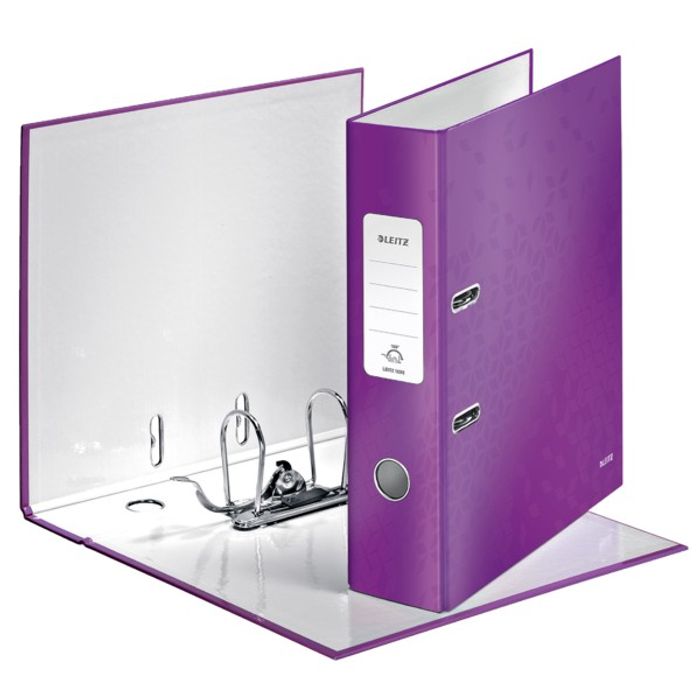 4002432104048-Leitz WOW 180° - classeur à levier - pour A4 - capacité : 600 feuilles - violet métallique--0