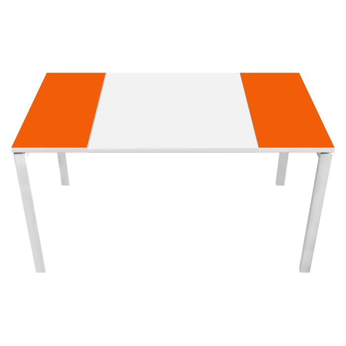 3660141250787-Bureau droit EASYDESK - L140 x P80 cm  - Blanc/orange--0