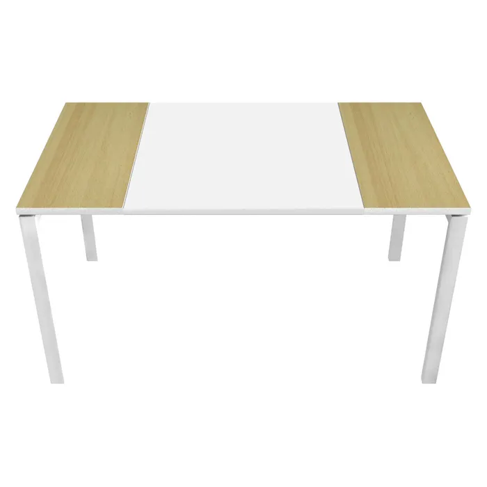 3660141220223-Table de réunion EASYDESK - L220 x P114 x H75 cm - blanc/hêtre--0