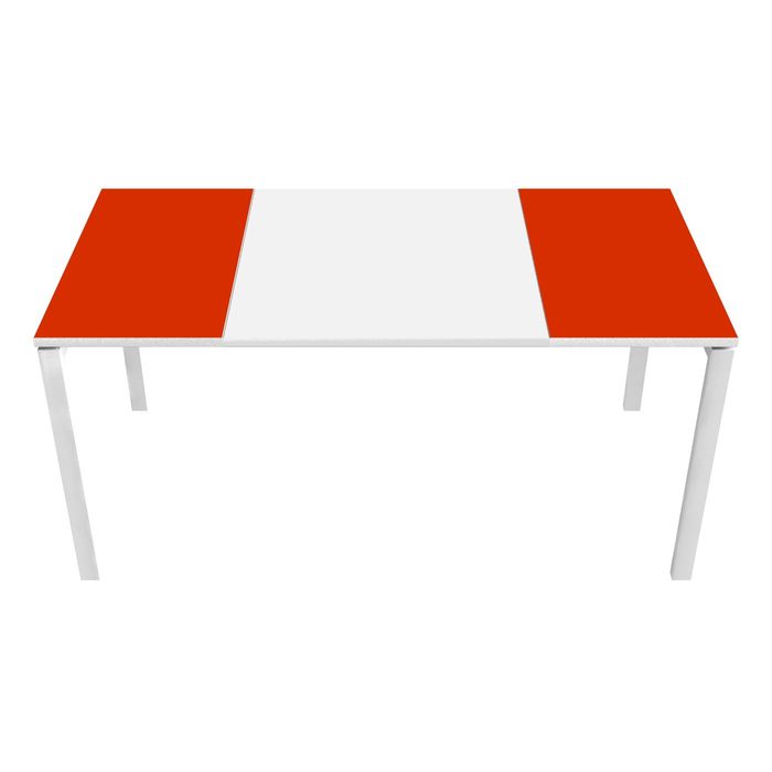 3660141250893-Bureau droit EASYDESK - L160 x P80 cm  - Blanc/rouge--0