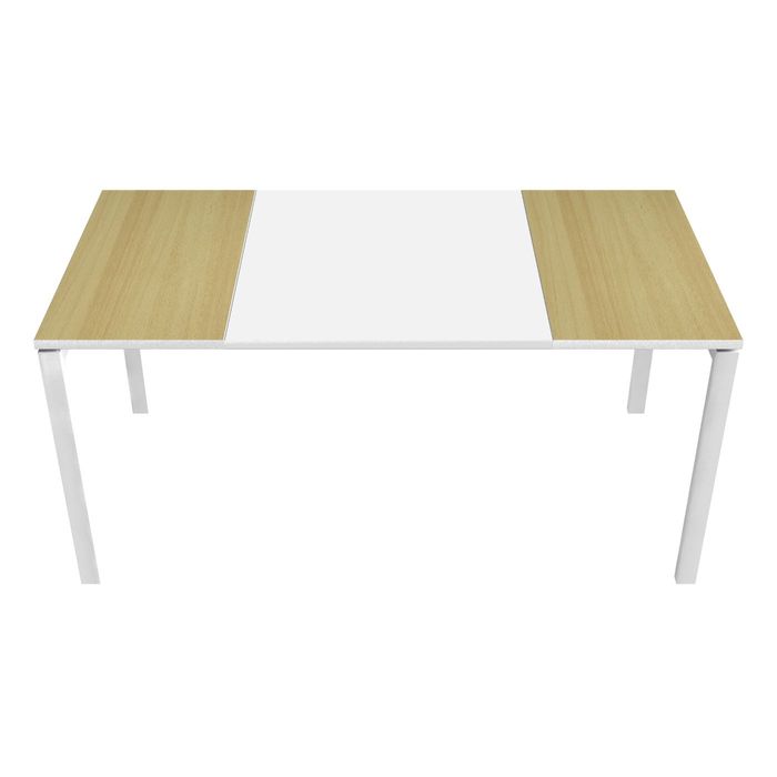 3660141250909-Bureau droit EASYDESK - L160 x P80 cm  - Blanc/hêtre--0