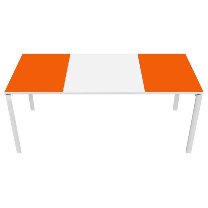 3660141250947-Bureau droit EASYDESK - L180 x P80 cm  - Blanc/orange--0