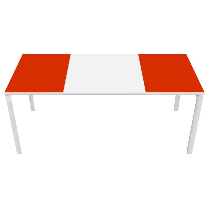 3660141250978-Bureau droit EASYDESK - L180 x P80 cm  - Blanc/rouge--0