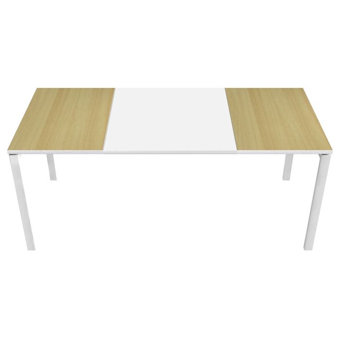 3660141250985-Bureau droit EASYDESK - L180 x P80 cm  - Blanc/hêtre--0