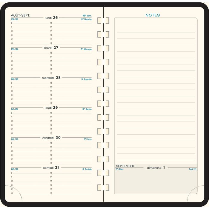 3660942049733-Agenda de poche spiralé Duo Kaa Espace 17S - 1 semaine sur 2 pages - 9 x 17,5 cm - disponible dans différentes cou--4