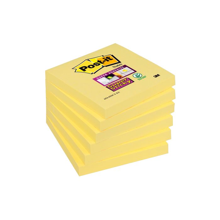 2012349518304-Post-it - 6 Blocs notes de 90 feuilles Super Sticky - jaune - 76 x 76 mm--0