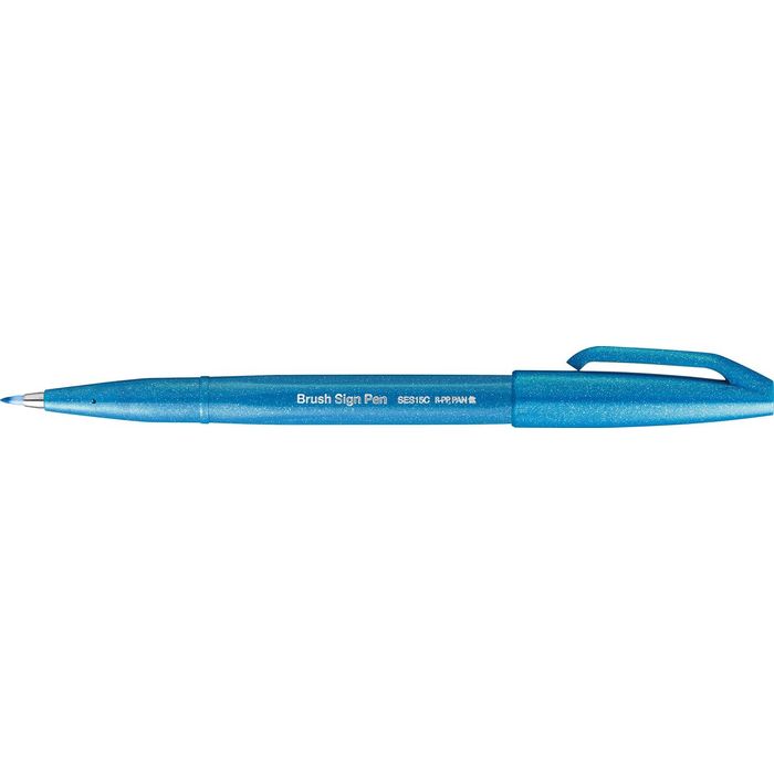 4902506287144-Pentel - Feutre pinceau à pointe souple - bleu ciel--1