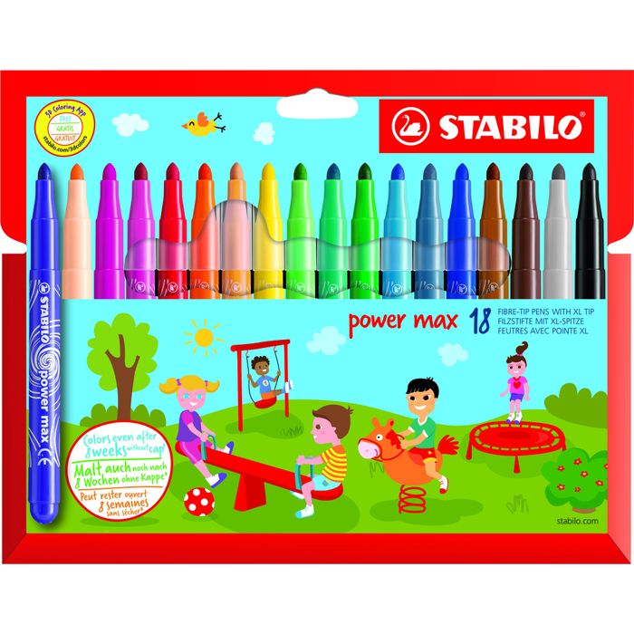 4006381483940-STABILO Power max - 18 Feutres - pointe large - couleurs assorties--0