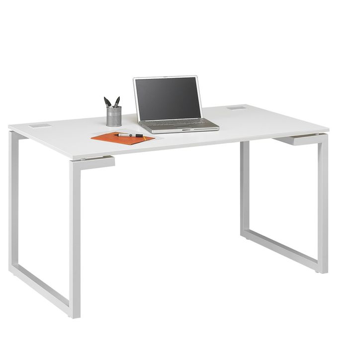 3483600495624-Bureau SUNDAY - 160 cm - Pieds cadre - Blanc--0