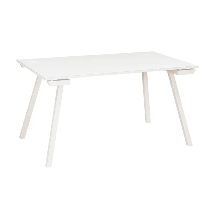 3483600495716-Table d'appoint SUNDAY - L 120 cm - Pieds trapèze - Blanc--0