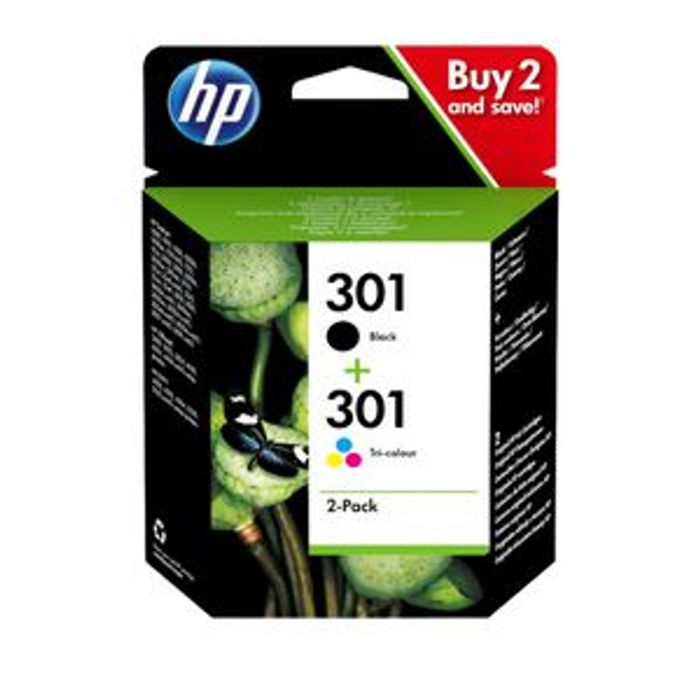 889894419392-HP 301 - Pack de 2 - noir et 3 couleurs - cartouche d'encre originale (N9J72AE)--0