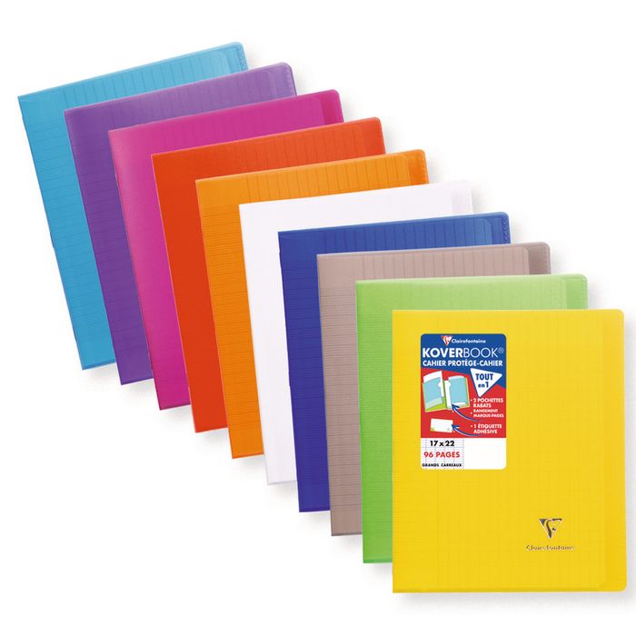 3037929514018-Clairefontaine Koverbook - Cahier polypro 17 x 22 cm - 96 pages - grands carreaux (Seyes) - disponible dans diff--0