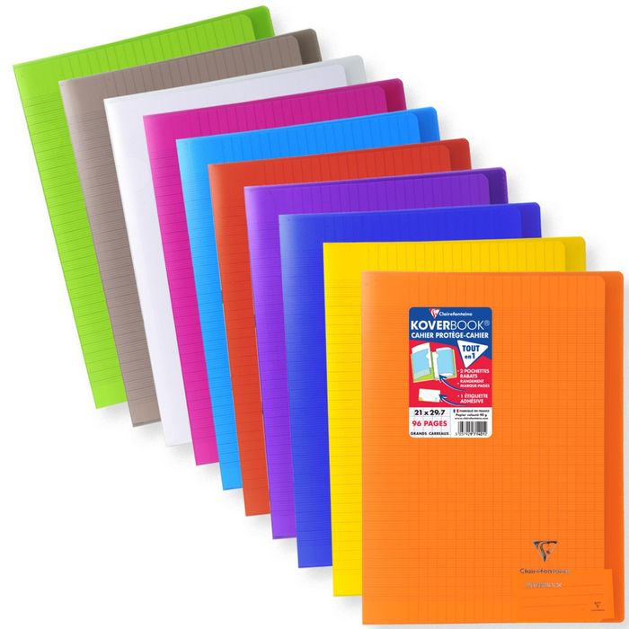 3037929714012-Clairefontaine Koverbook - Cahier polypro A4 (21x29,7 cm) - 96 pages - grands carreaux (Seyes) - disponible dans diff--0