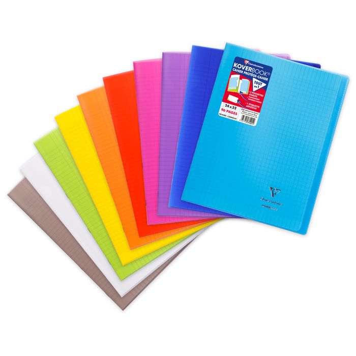 3037929814019-Clairefontaine Koverbook - Cahier polypro 24 x 32 cm - 96 pages - grands carreaux (Seyes) - disponible dans diff--0