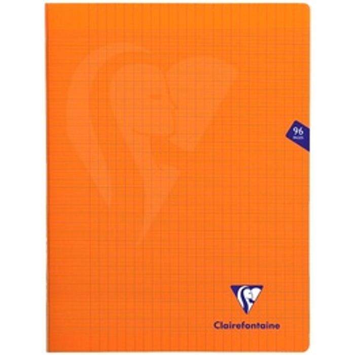 3329683833611-Clairefontaine Mimesys - Cahier polypro 24 x 32 cm - 96 pages - grands carreaux (Seyes) - orange--0