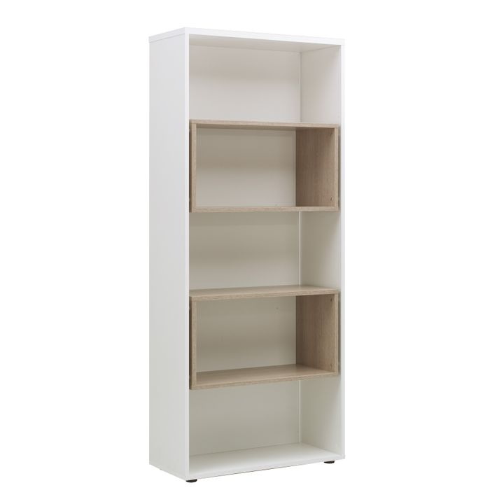 3483600714954-Bibliothèque ARPE - L80 x H190 x P35 - Chêne et blanc--0