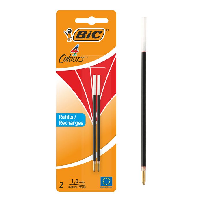 3086123397699-BIC 4 Couleurs - 2 Recharges pour stylo à bille - rouge - 0.32 mm--0