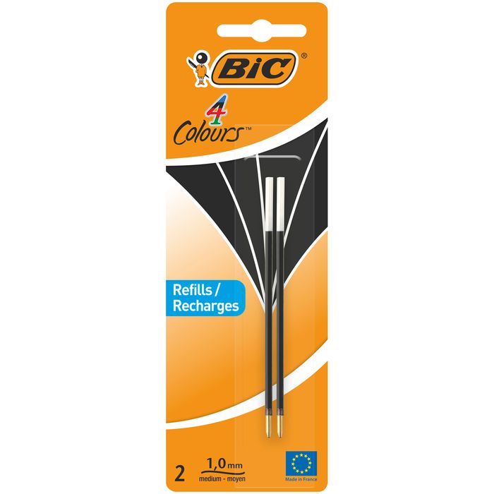 3086123402959-BIC 4 Couleurs - 2 Recharges pour stylo à bille - noir - 0.32 mm--0