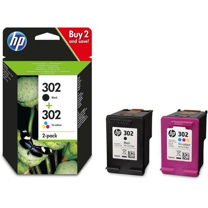 0190780475904-HP 302 - Pack de 2 - noir et 3 couleurs - cartouche d'encre originale (X4D37AE)--1