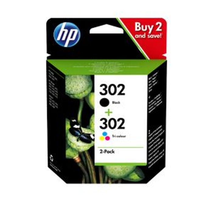 0190780475904-HP 302 - Pack de 2 - noir et 3 couleurs - cartouche d'encre originale (X4D37AE)--0