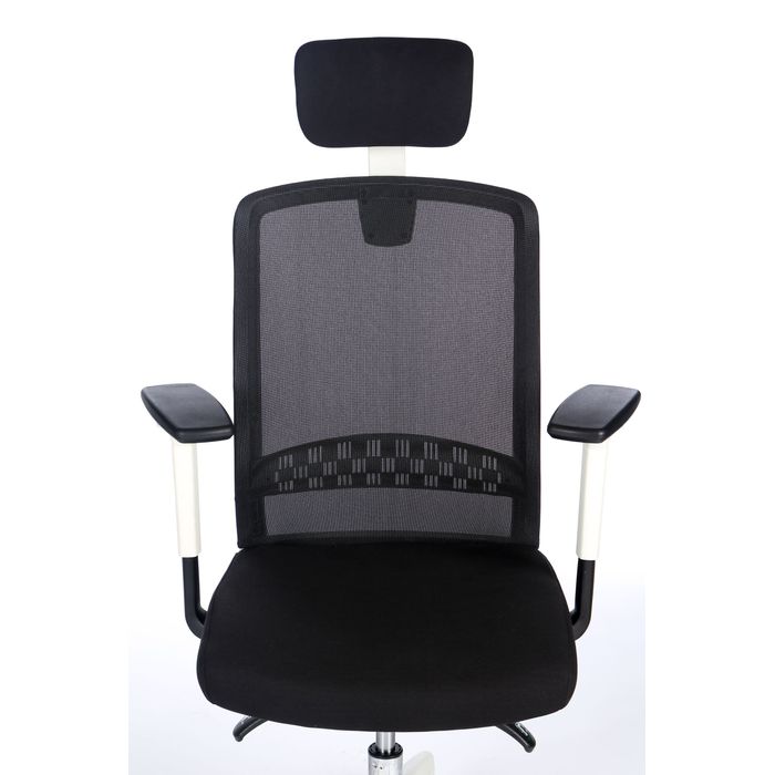 3760185028653-Fauteuil de bureau SCOTT - accoudoirs réglables - appuie-tête réglable - noir base blanche--6