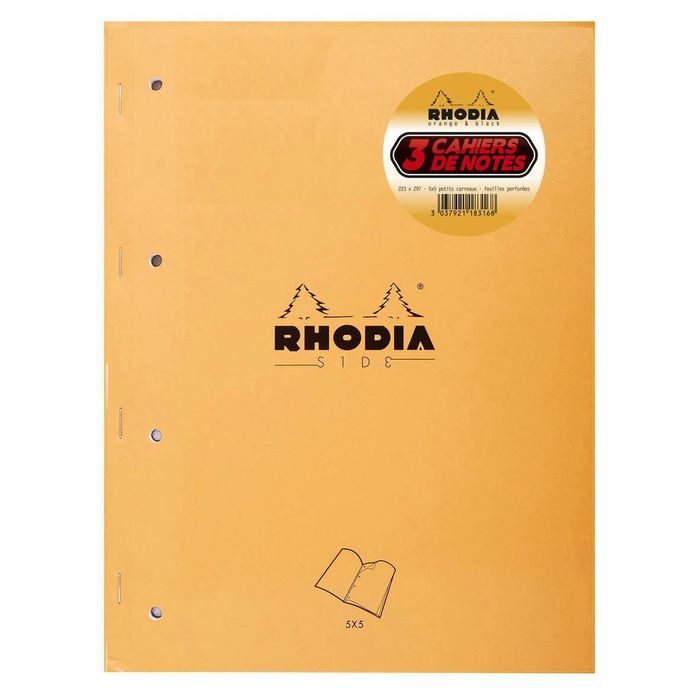 3037921183168-Rhodia - Pack de 3 Blocs notes - A4+ - 160 pages - petits carreaux - perforées--0