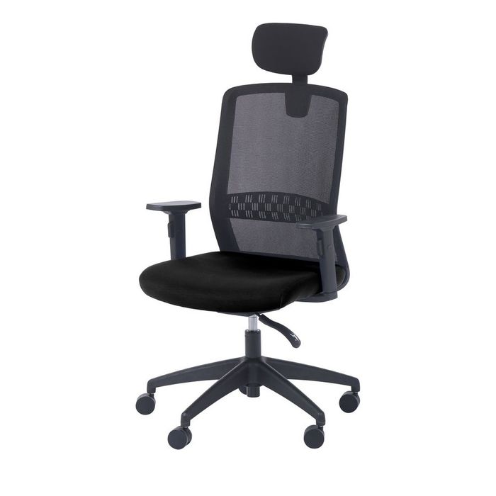 3760185028615-Fauteuil de bureau SCOTT - accoudoirs réglables - appuie-tête réglable - noir--1