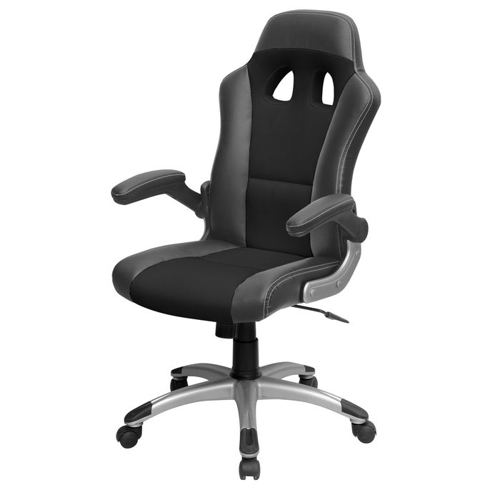 3700339879946-Fauteuil gamer RACER - accoudoirs rabattables - noir--1