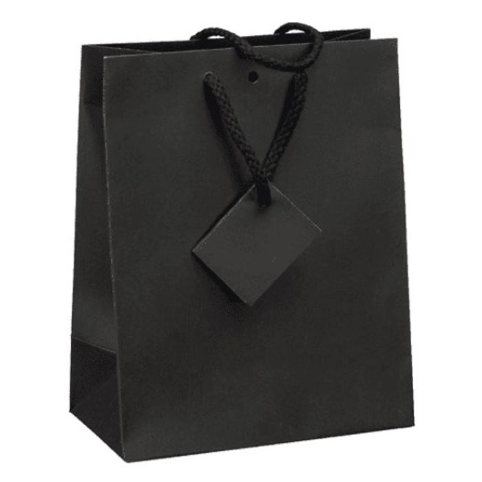 3700481665329-Logistipack - 10 Sacs cadeau kraft - poignées cordelières - 18 cm x 10 cm x 22,7 cm - noir--0