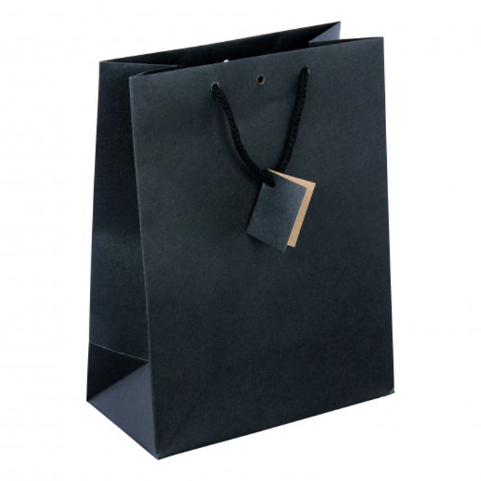 3700481665343-Logistipack - Sac cadeau kraft - poignées cordelières - 25 cm x 13 cm x 33 cm - noir--0