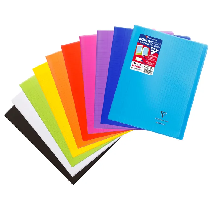 3037929844016-Clairefontaine Koverbook - Cahier polypro 24 x 32 cm - 48 pages - grands carreaux (Seyes) - disponible dans diff--0