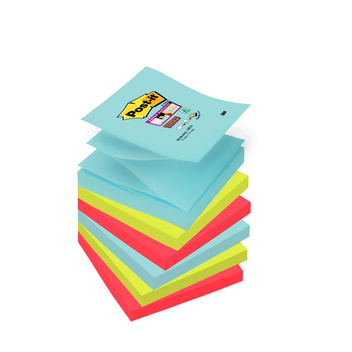 0076308871680-Post-it - 6 Blocs Z-Notes Super Sticky Miami - couleurs assorties - 76 x 76 mm--0