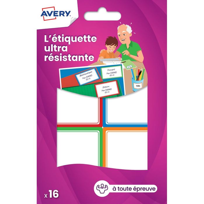 5014702028915-Avery - 16 Étiquettes ultra résistantes couleurs assorties - 44 x 64 mm--0