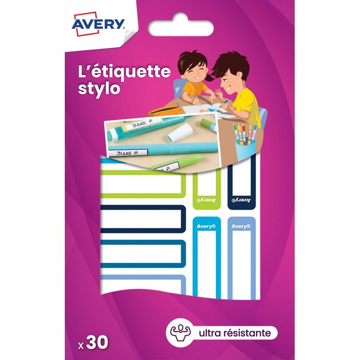 5014702085420-Avery - 30 Étiquettes adhésives pour stylos - 50 x 10 mm - bleu/vert --0