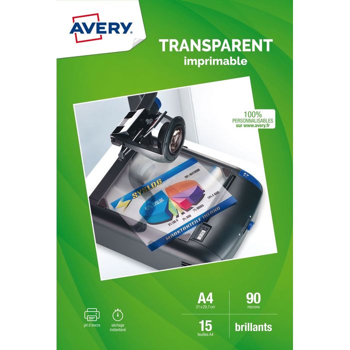 4004182025031-Avery - Films transparents pour rétroprojecteur - A4 - 15 feuilles - impression jet d'encre--0