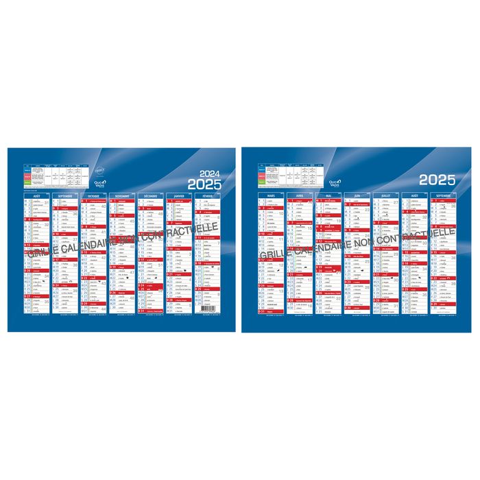 3371010396009-Calendrier de banque Août à Septembre - 27 x 21 cm - bleu - Quo Vadis--0