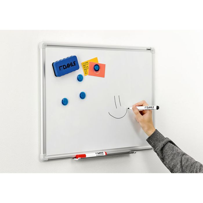 4009729066065-DAHLE - Tableau blanc laqué 90 x 120 cm - magnétique - cadre alu renforcé--0