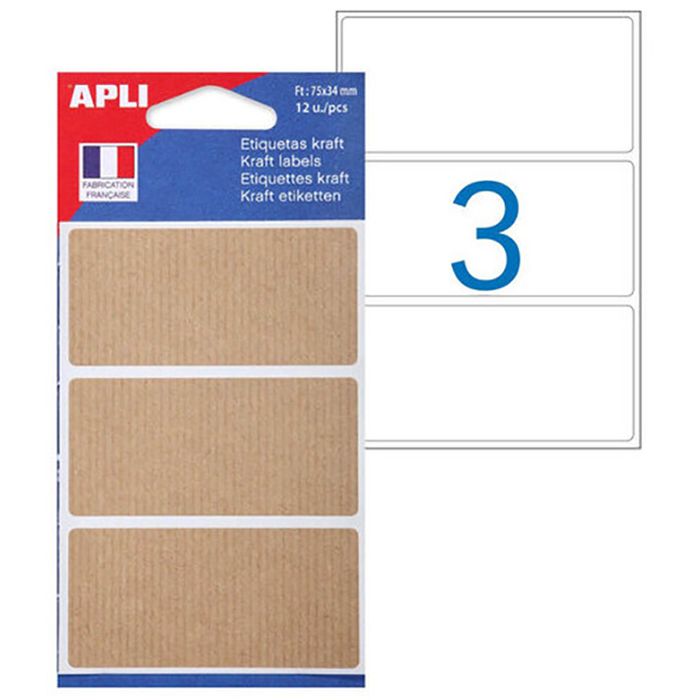 3270241025446-Apli Agipa - 12 Étiquettes kraft permanentes - 75 x 34 mm--0