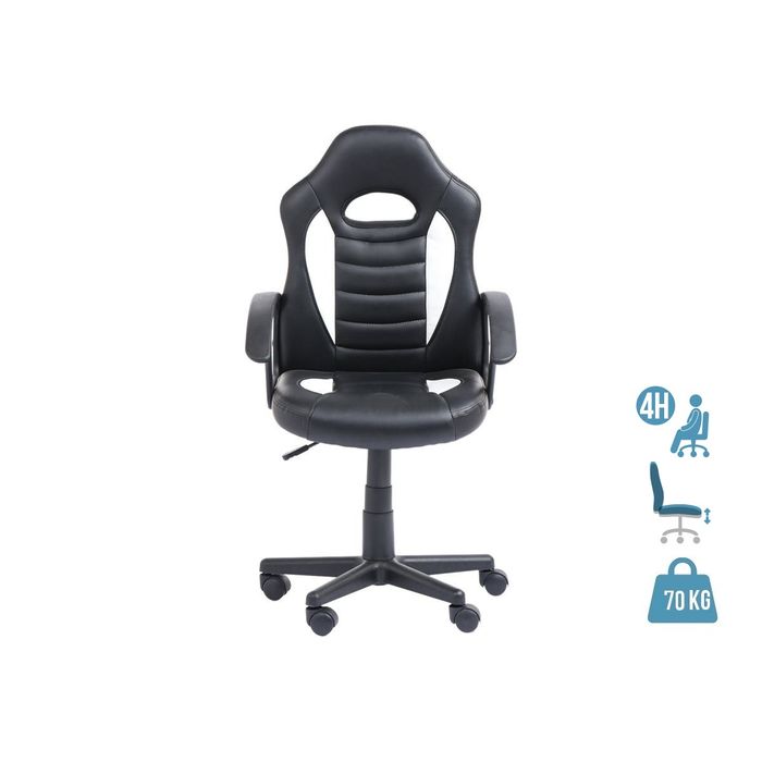 3760185029438-Fauteuil gamer ANZIO - accoudoirs fixes - noir et blanc--0