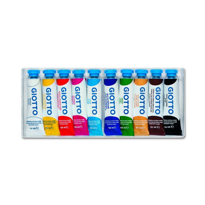 8000825301902-Giotto - 10 gouaches boite cristal - couleurs assorties - 10ml--0