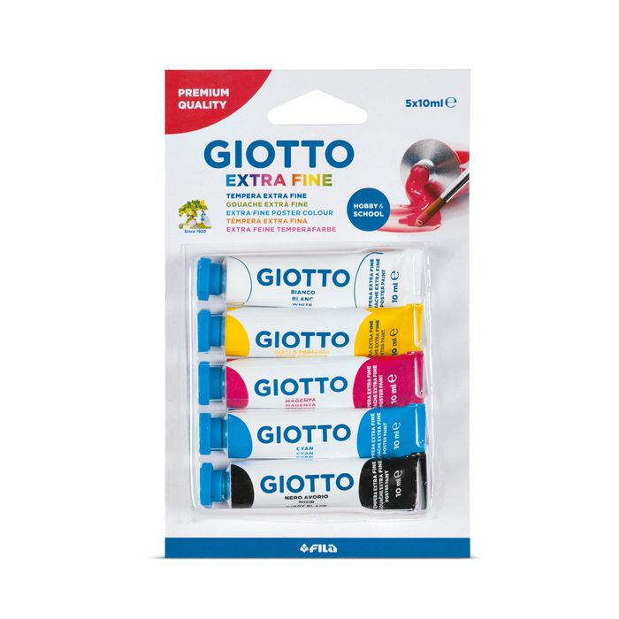 8000825654404-Giotto - 5 tubes peinture gouache - couleurs primaires - 10 ml--0