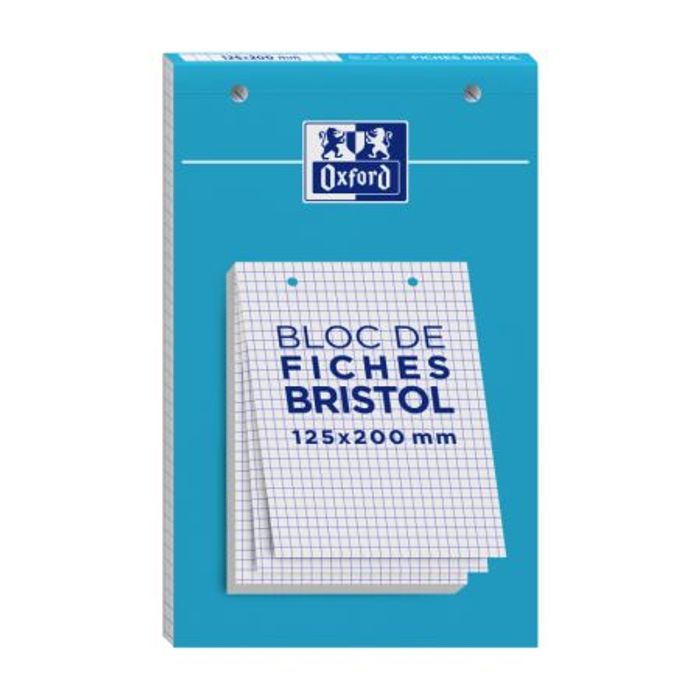 3020120120553-Oxford - Pack de 30 Fiches Bristol - 12,5 x 20 cm - petits carreaux - perforées - blanc--0