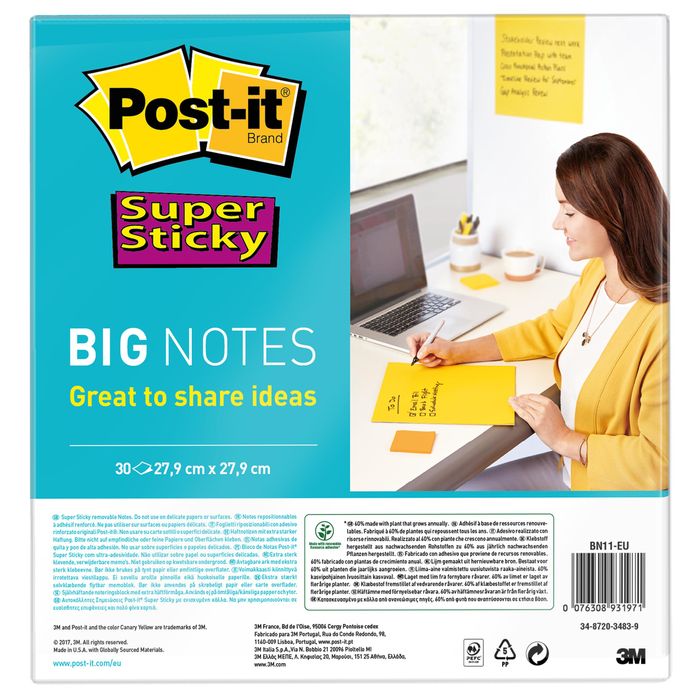 0076308931971-Post-it - Big Notes Super Sticky - jaune - bloc de 30 feuilles--0