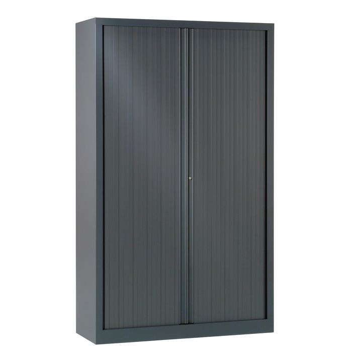 3219096910064-Armoire haute monobloc à rideaux ETIC - 198 x 120 cm - anthracite--0