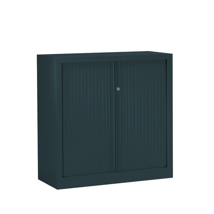 3219096914062-Armoire basse monobloc à rideaux ETIC - 100 x 120 cm - anthracite--0