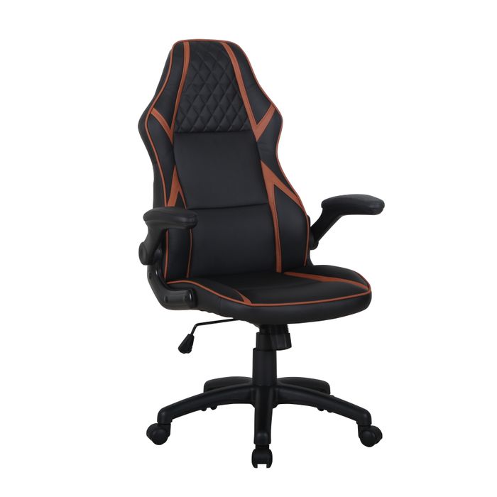 3700339883356-Fauteuil gamer RACER SPEED - accoudoirs rabattables - noir et camel--1